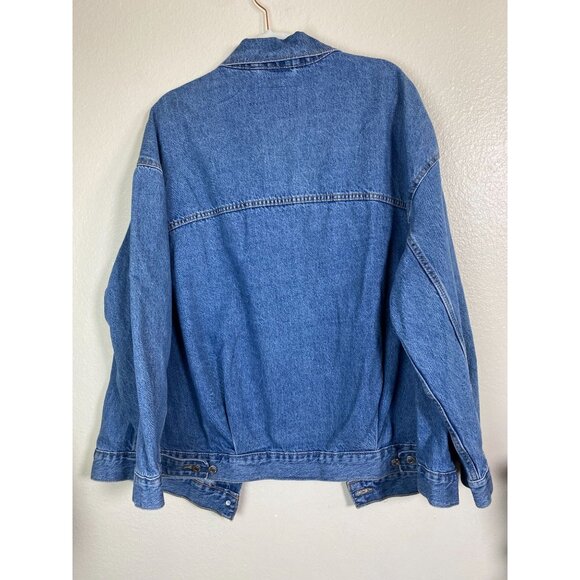 Levis Blue Denim Jean Jacket Womens Plus Size 1X Tracker Button Pockets Moto - Picture 2 of 16